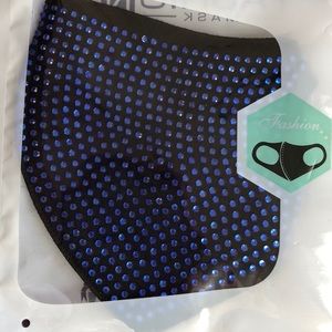 NIB Blue Crystal Rhinestone Reusable Face Mask